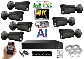 MS 4K IP 7 kamerový set so switchom 8 Mpix GTube (6379K7B) 